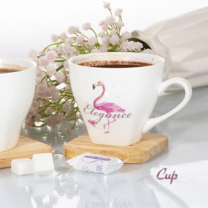 فنجان طرح فلامینگو با پایه چوبی کد 169